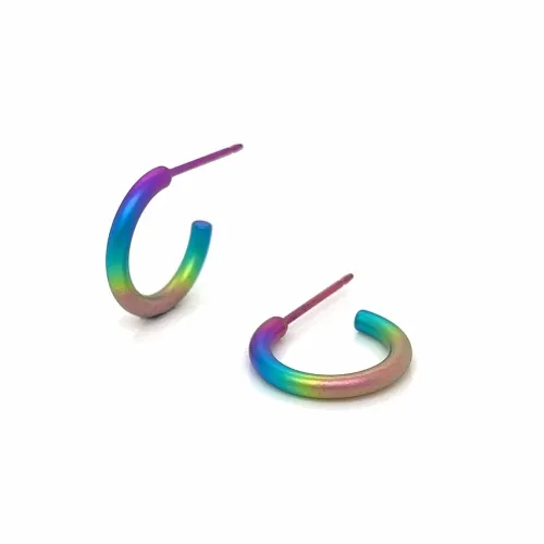 Small Round Rainbow Hoop Earrings